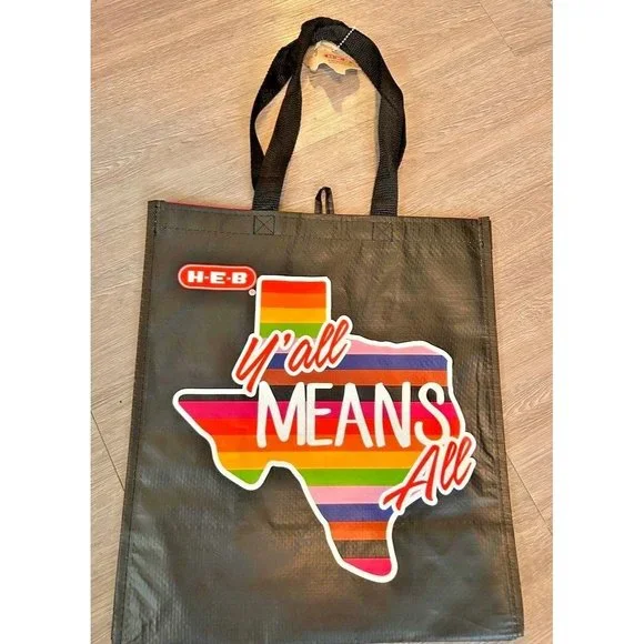 HEB Texas Reusable Grocery Tote Bag Y'all Means All Pride Rainbow LGBTQ-NEW Tags - Picture 1 of 1